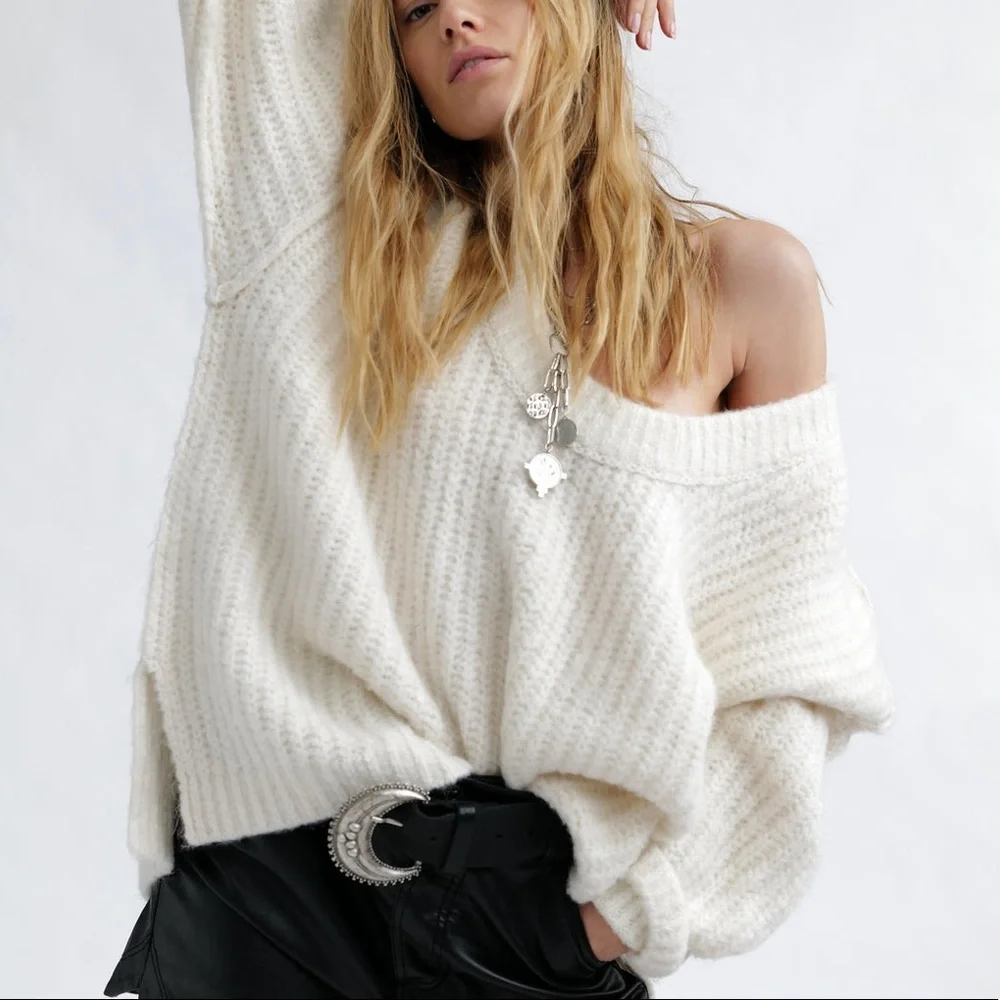 #33 New! Free People Blue Bell Chunky Oversized SweaterNWT - Picture 2 of 7